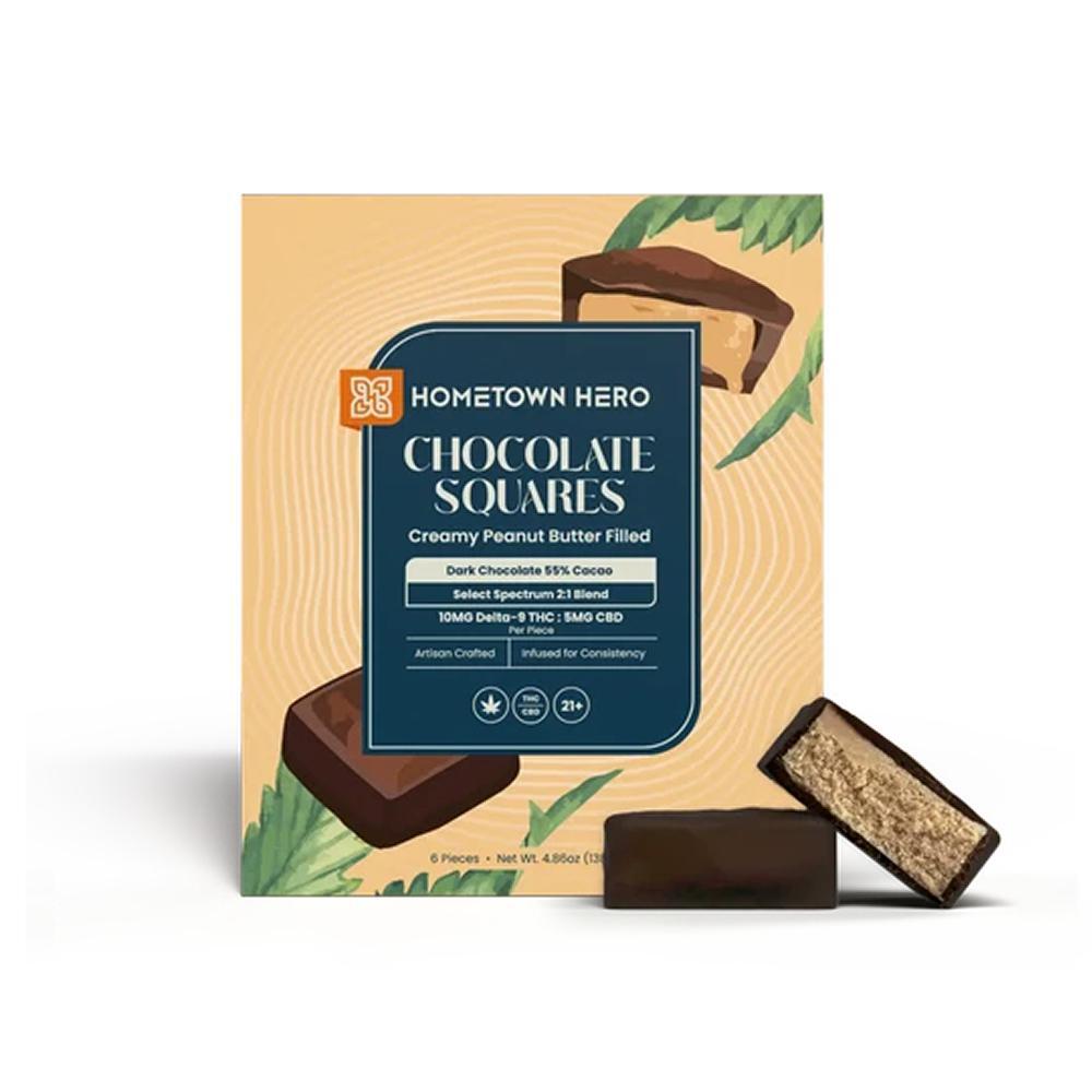 Hometown Hero 10mg THC Dark Chocolate Peanut Butter Squares